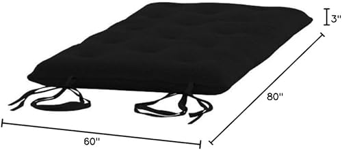 Miniatura 2 de D&D Futon Furniture Colchones japoneses tradicionales japoneses de algodón, espuma y poliéster, tamaño Queen, color negro, colchonetas de meditación