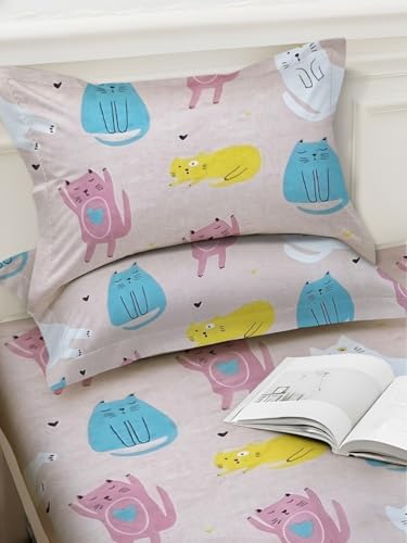 Image of Weave & Decor Cartoon Bedsheet for King Size Bed 78x78x8 Inches, Super King Size, with 2 Pillow Covers 20x30 Inches.