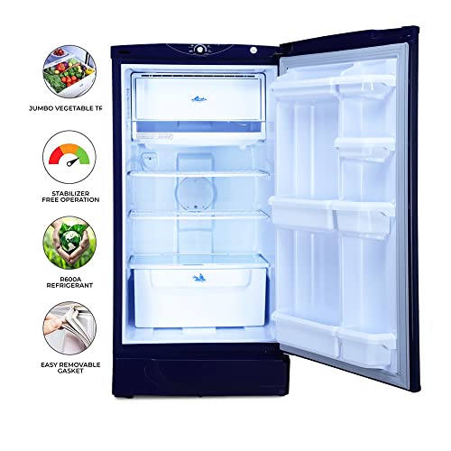 Image of Godrej 180 L 2 Star Direct Cool, Jumbo Vegetable Tray, Single Door Refrigerator (RD EDGE 205B WRF AQ BL, Aqua Blue)
