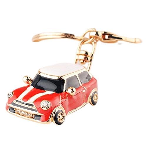 Mini Style Car Keychain Gift Rhinestone Detail Cooper Novelty (Red (Gold Trim))