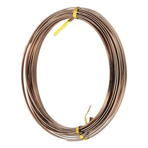 Image of uxcell 18 Gauge Flat Aluminum Wire, 16.40 ft 3mm Wide Aluminum Crafts Wire for Flower Bonsai Crafts Carving DIY Bezel Sculpting Gem Metal Wrap, Brown