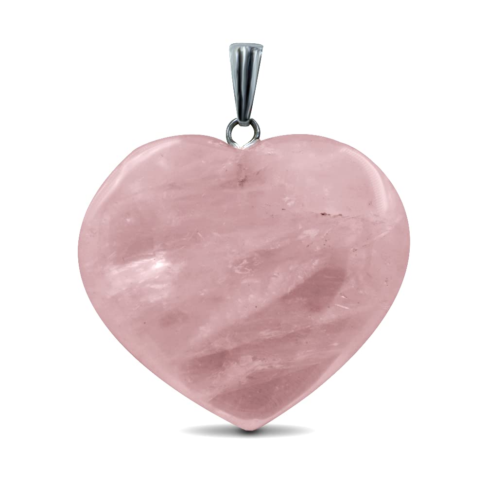ReshammReshamm® Rose Quartz Crystal Stone Pendant Locket. Reiki Healing with Natural Crystal stone Jewellery with Silver Color Frame 1 pc.