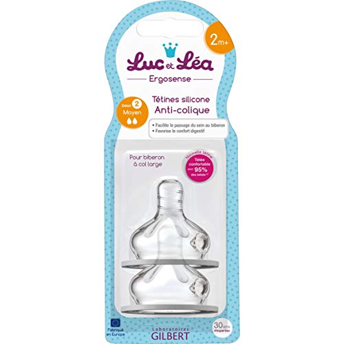 Luc et Léa Ergosense Tétines Silicone Anti-Colique 2 Mois et +