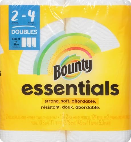 Miniatura 2 de Bounty Essentials Select-A-Size - Toallas de papel, color blanco, 2 rollos dobles  4 rollos regulares
