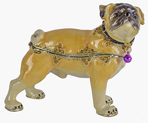 Nostalgische Schmuckdose/Pillendose/Schmuckdöschen/Schmuckschatulle/Dose als lieblicher Mops aus Metall und zudem im angesagten Farbergé-Stil - Palazzo Exclusive