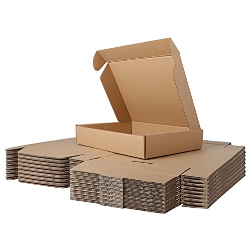 PHAREGE 11x8x2 inch Shipping Boxes 25 Pack, Brown Cardboard Shirt Gift Boxes with Lids for Wrapping Giving Women Men…