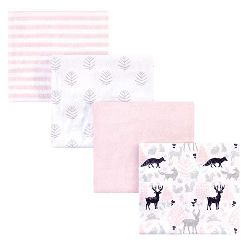 Image of Hudson Baby Unisex Baby Cotton Flannel Receiving Blankets, Linocut Woodland Girl, One Size