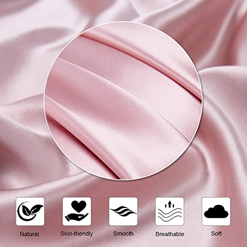 Silk Pillowcase for Hair and Skin with Hidden Zipper, Ravmix Both Sides 21Momme Mulberry Silk Cooling Pillow Case Standard Size 20×26inches, 1PCS, Soft Pink