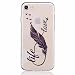 Produktbild iPhone 7 Hülle, iPhone 8 Schutzhülle, MUTOUREN Crystal Kirstall Handyhülle Case Cover TPU Silikontasche Transparent Ultra dünne Gel Anti-scratch Etui Bumper Weiß - Vögel Feder und Liebe