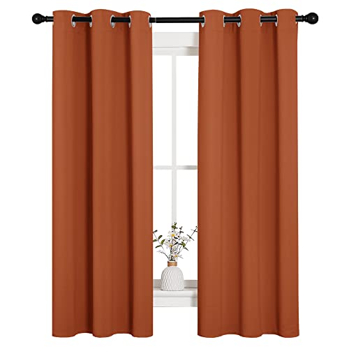 Image of NICETOWN Blackout Curtain Panels for Girls Room, Nursery Essential Thermal Insulated Solid Grommet Top Blackout Drapes (Burnt Orange, 1 Pair, 34 x 63 Inch)