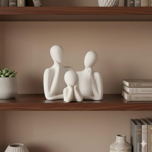 Image of CraftVatika Home Decoration Items for Living Room,Modern Abstract Family Sculpture Set, White Resin Decorative Figurines, 3-Piece Table Decor for Home Office, Artifact for Table,Tabletop Corner Decor