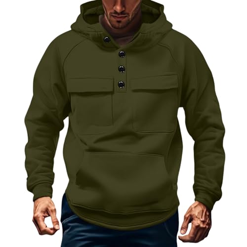 GOFULY Quarter Zip Hoodies For Men Casual Fleeced Tactical Sweatshirts Big And Tall Hooded Fall Stylish Pullover With Pocket