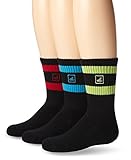 Sperry Top-Sider Boys' Double Stripe 1/2 Cushion Crew 3-Pair Pack (Big Kid), Black, Shoe Size: 9-1.5