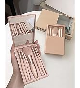 Travel Size Makeup Brushes Set, Easy-taken Mini Makeup Brush Set with Case and Mirror, Small Comp...