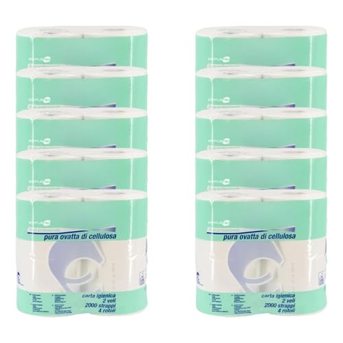 Papel higiénico Maxi de 2 capas resistente con 2000 hojas de celulosa pura absorbente