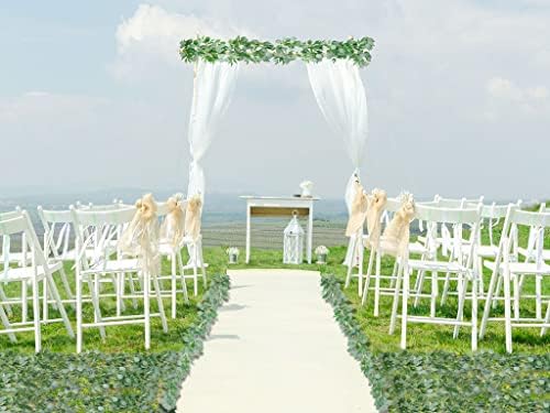 Hitopin 1 Piece Eucalyptus Garland Artificial Plant, Artificial Hanging Willow Vines, Silver Dollar Eucalyptus Leaves, Decoration Eucalyptus Wreath, for Wedding Party Home Decoration (Green)