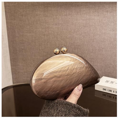 Image of Acrylic Shell Shaped Bag Luxury Marble Clutch Evening Purses for Women Glitter Handbag for Wedding Cocktail Party Prom