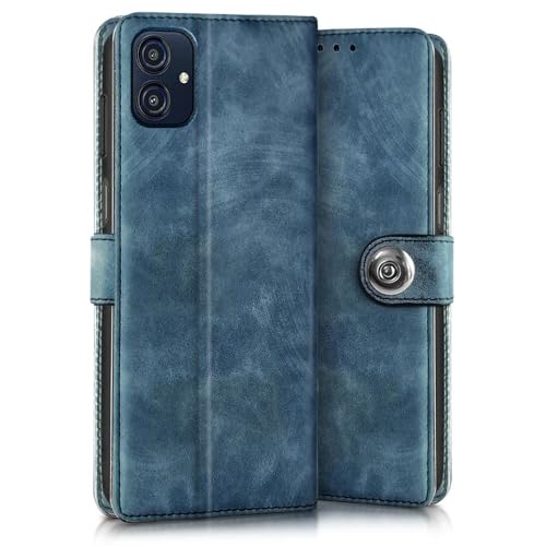 Image of WOW IMAGINE Shock Proof Flip Cover Back Case for Samsung Galaxy M04 | F04 | A04e (Magnetic Button Flip Case | Wallet Pockets & Stand | Leather Finish | Aquamarine)