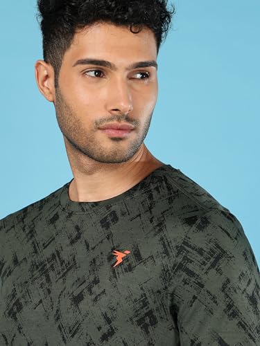 Image of TECHNOSPORT Men Polyester Regular Fit Half Sleeve Jacquard T-Shirt with Double Cool, Quick Dry & Anti Microbial for Sports, Running & Casual Use
