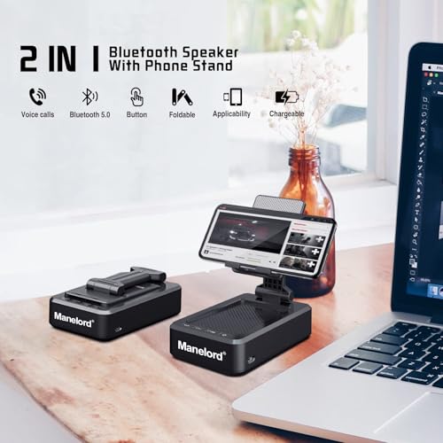 Manelord PHONEACCESSORY-1216 Cell Phone Stand With Wireless Bluetooth Speaker Compatible For Iphone/Samsung/Ipad Tablet thumb #1