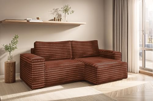 Fun Möbel Ecksofa Schlafsofa Madlen Stoff Velo (Rostbraun, Ottomane Rechts)