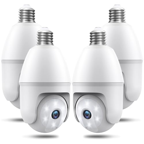 Image of Light Bulb Security Cameras Wireless Outdoor, 5G&2.4GHz 4MP Security Camera 360 PTZ Cameras for Home Security with Color Night Vision, 2 Way Talk, AI Human Detection, Screw in Light Socket, 4Packs