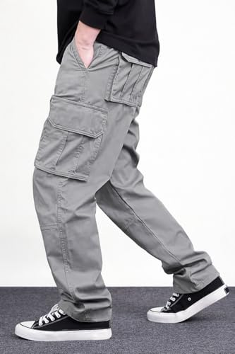 Image of MiraMichi Men's Relaxed Fit Solid Pattern Cotton Cargo Pant with 6 Pocket Button Down Closure Type and Standard Length | Six Pockets Cargos Pant's |Bonkers Joggers for Men