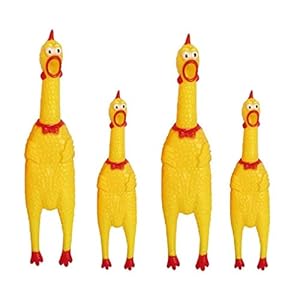 ProLeo Pack of 4 Rubber Screaming Chicken Toy, Yellow Rubber Squeaky Chicken Toy, Novelty and Durable Rubber Chicken, Decompression Tool Gadgets