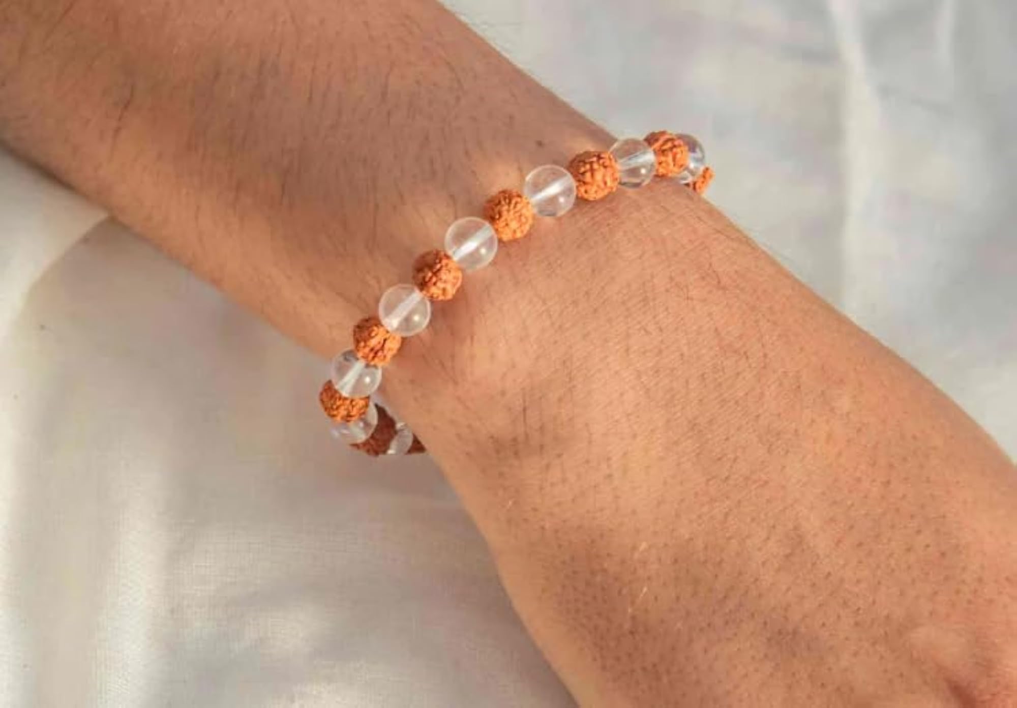 Rudraksha Sphatik Bracelet, 22 Beads Natural Design