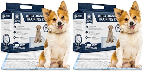 Image of American Kennel Club Puppy Training Pads with Ultra Absorbent Quick Dry Gel - 22 x 22 Pee Pads for Dogs - 100 Count (Unscented) (Pack of 2)