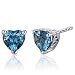 London Blue Topaz Heart Shape Stud Earrings Sterling Silver 2.00 Carats