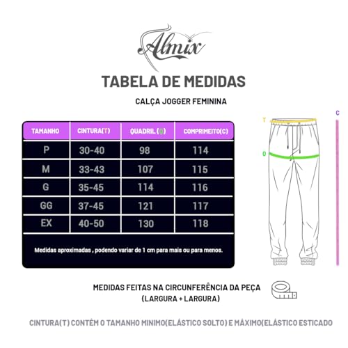 Calça Jogger Feminina Cintura Alta Elástico (Escuro,G)