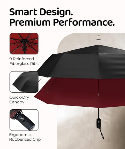 Image of Repel Windproof Travel Umbrella - Compact & Withstands Winds up to 100MPH, Strongest Premium Auto Folding Umbrella for Rain and Sun - Durable, Light & Portable for Women & Men, Fits Backpacks & Cars