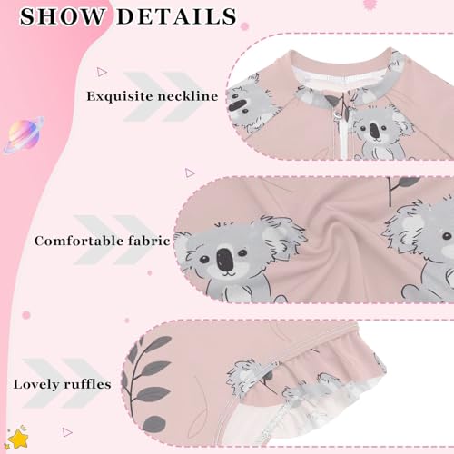 Cute Koala Girls Long Sleeve One-Piece Swimsuit UV Protection Quick Dry Swimwear Bathing Suit 208563804