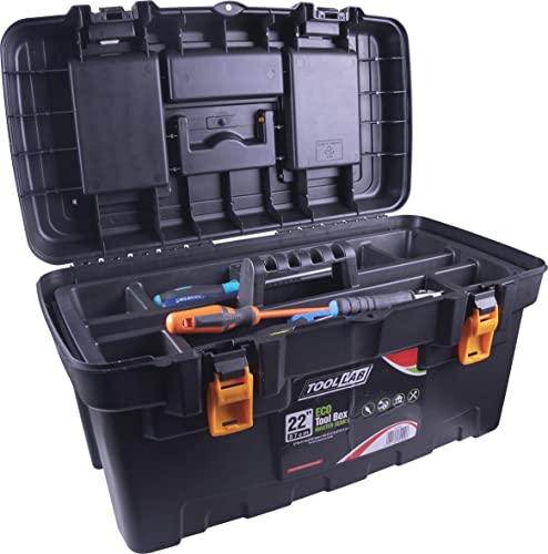 Eco Master Series tool boxes with removable tote tray and organiser compartments built into the lid. With sturdy plastic catches and carrying handle (22 Inch) - Image 3