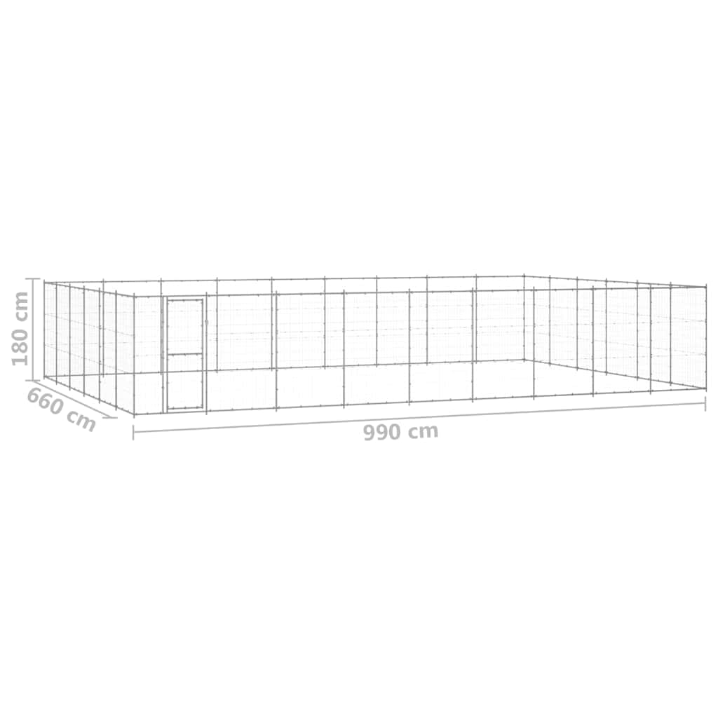 Gabbia per Cani Esterno Acciaio Zincato Argento 990x660x180 cm