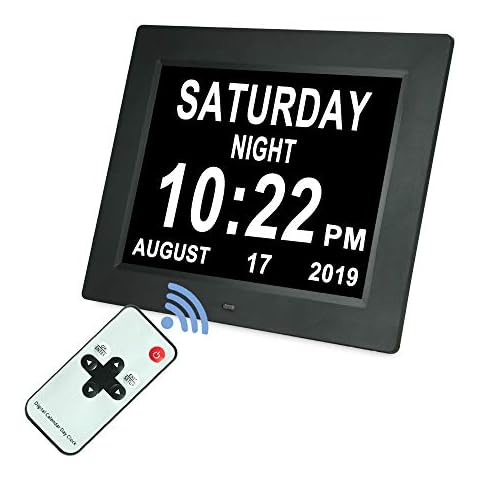 [Upgraded 10 Inch] Digital Day Calendar Clock Auto-Diming & 8 Alarms Options Extra Large Date Time Non-Abbreviations Dementia Impaired Vision Senior Clocks for Memory Loss Alzheimer Elderly Cover