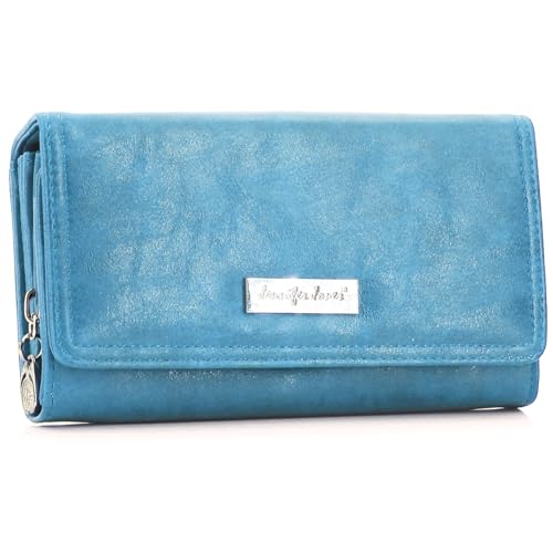 ekavale Portemonnaie Damen mit vielen Kartenfächern - Geldbörse Kunstleder - Geldbeutel für Frauen - Brieftasche Damen (Türkis)