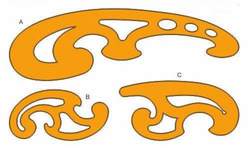 Liquidraw French Curve Set of 3 Rulers CLEAR/ORANGE Technical Drawing Stencil Templates French Curves (Orange)