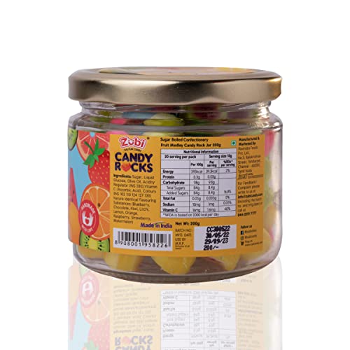 Image of Zubi The Fun Candy Fruit Medley Candy Rocks | Hard Candies | Assorted flavors | Enriched with Vitamin C (200 Grams)