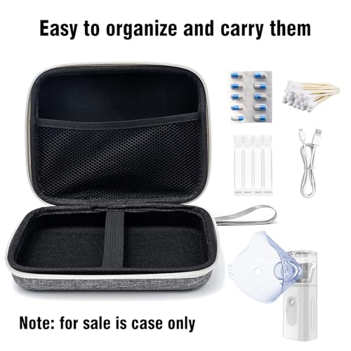 Image of Protective Carrying Case for Portable Nebulizer, Travel Medical Bag with Hard Shell for Inhaler Spacer, Masks, Asthma Accessories Emergency Medicine Storage Bag for Kids and Adults (Gray)