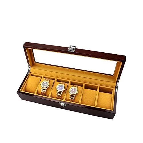 Boîte à montres en bois peint et verre chic marron pour ranger vos bijoux