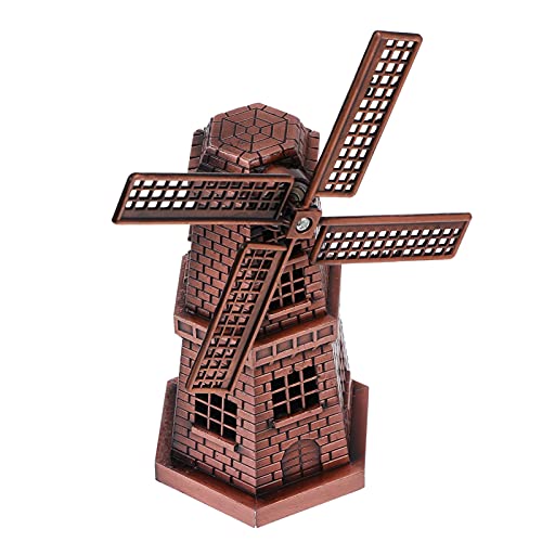 GRIRIW Zinklegierung Windmühlenmodell Deko Retro Windmühle Kunsthandwerk Rote Tischdeko Regal Ornament Für Zuhause Und Büro