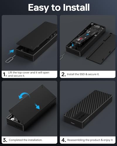 Image of M.2 NVMe Enclosure,40Gbps M.2 Enclosure SSD Enclosure Compatible for M4 /Pro /Max MacBook Mac mini,Support SSD Size 2230 /2242 /2260 /2280 B+M M-Key PCIe Compatible with Thunderbolt 3 /4 /USB4 /3.2 /3.1