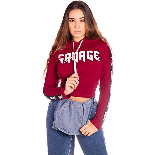 SAVAGE - TIM CARTER Sudaderas Cortas Mujer (Granate, M)