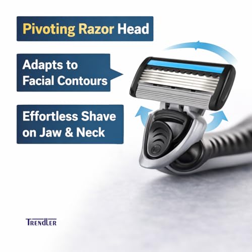 Image of 5-Blade Razor | Razor for Men, with 5 Anti-Friction blades, Dynamic Pivot for Smooth & Comfortable shave with Flexible Head, Water-Activated Moisture Strip (5 Cartridges)