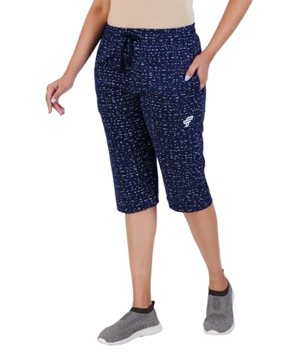 Image of FEEL TRACK Women Cotton Regular Fit Printed Capri (Pack of 1)