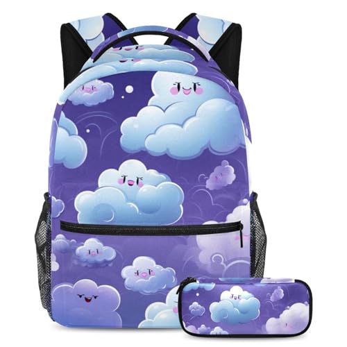 Sac à dos violet motif nuage : fini le manque de place grâce à sa grande capacité 2 pièces