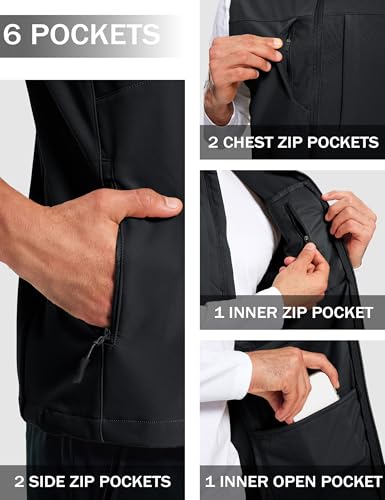 MAGCOMSEN Men's Lightweight Softshell Vest Outerwear Windproof Fleece Lined Zip Up Sleeveless Jacket for Golf Running Hiking2