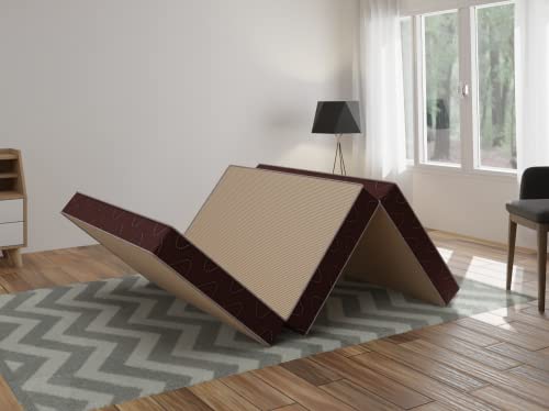 Image of Comforto Folding 4-Inch Double Size Foam Mattress (72 x 48 x 4 Inches, Beige)